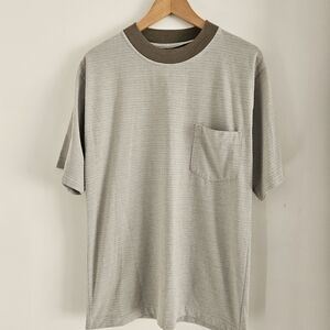 Vintage Striped Pocket Tee Shirt Mens Large 80s